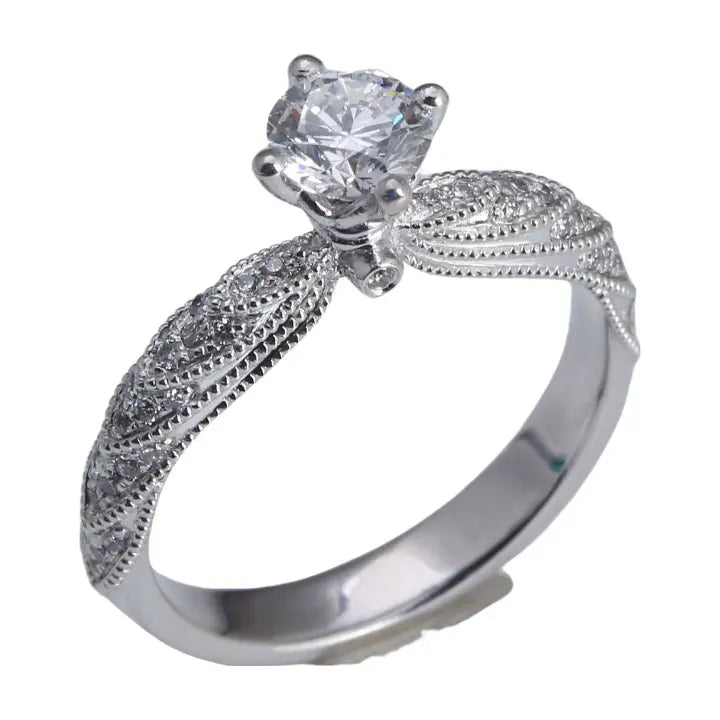 Bred diamond set Gold Mosan Diamond ring Engagement Classic Ring Ladies 925 sterling silver diamond ring