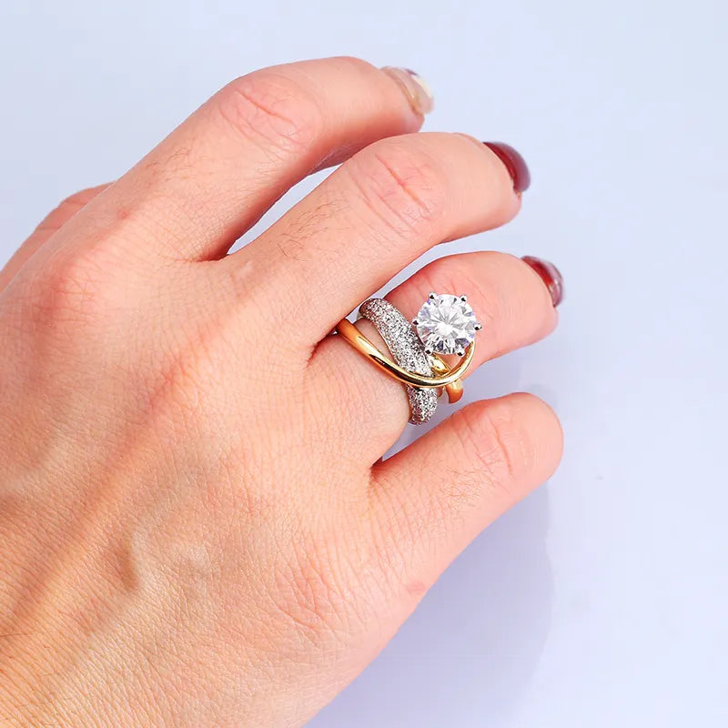 Diamond wedding ring in sterling silver Gold Moissanite ring Lady 925 sterling silver floral diamond ring