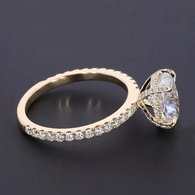 14k yellow gold 7x9mm oval cut 2 ct d color super white moissanite diamond real gold women wedding ring