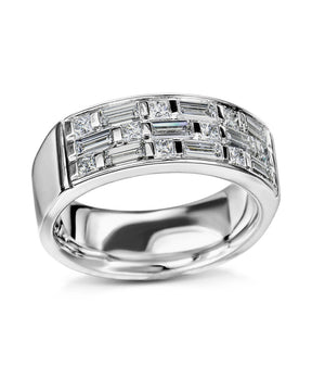 Alternating Baguette Diamond and Princess Diamond Platinum Ring by Henrich & Denzel