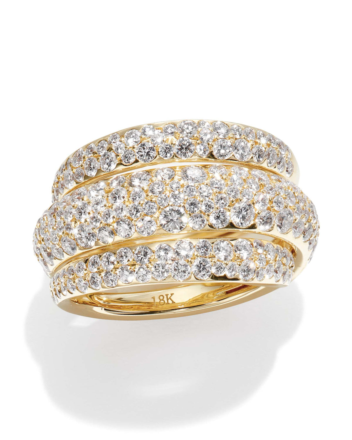 3-Strand Flyover Diamond and Yellow Gold Ring