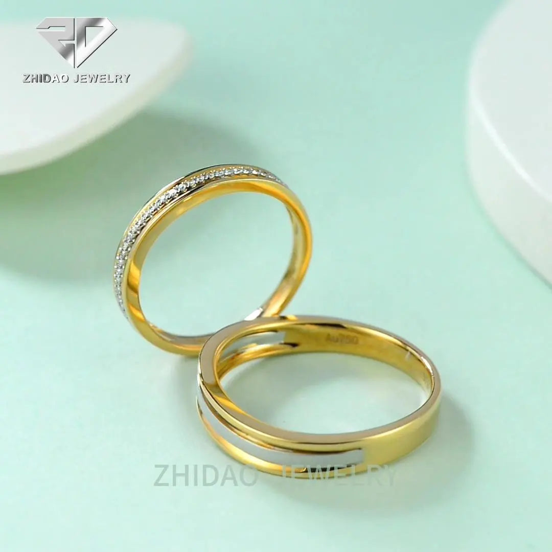 High-end fashion New style 18K pure gold jewelry Two-tone diamond ring for couples Natural Diamond fine jewelry